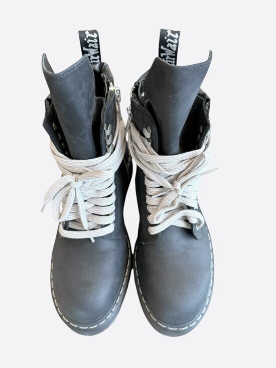 Rick Owens Dr. Martens Black Quad Sole Steel Toe Combat Boots main image 7